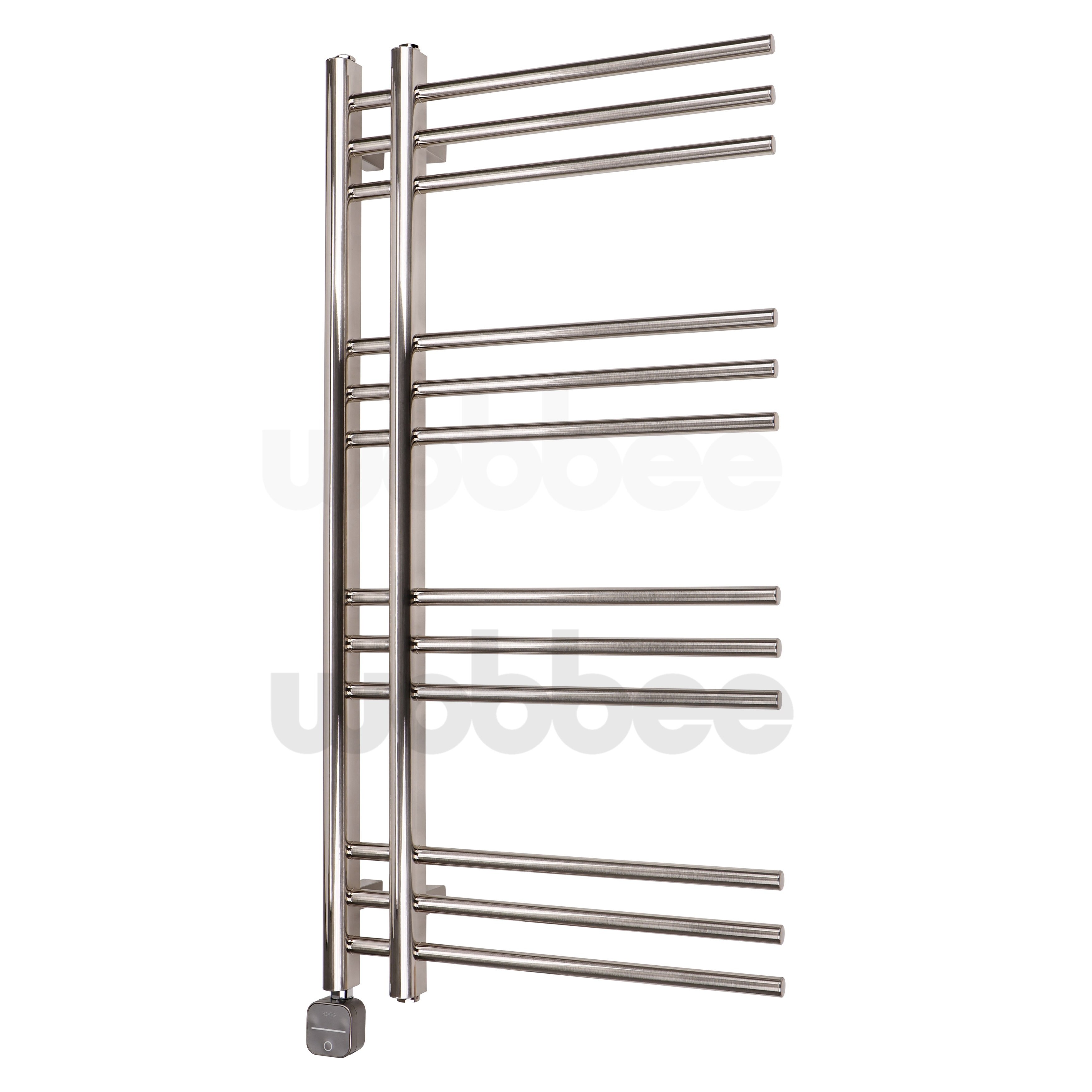 Elektrinis rankšluosčių džiovintuvas WOBBEE GLASTON BRUSHED NICKEL PVD 50x100cm braižyto nikelio spalvos dešininis su tenu su laidu