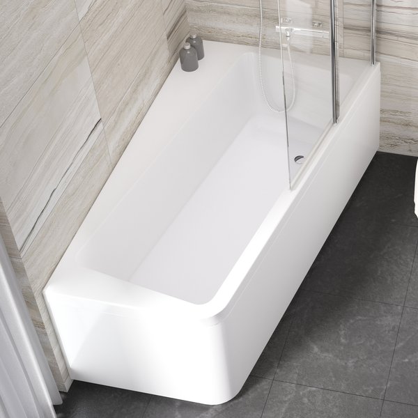 Akrilinė asimetrinė vonia 10° | Vonia 10° 160x95 L sniego baltumo