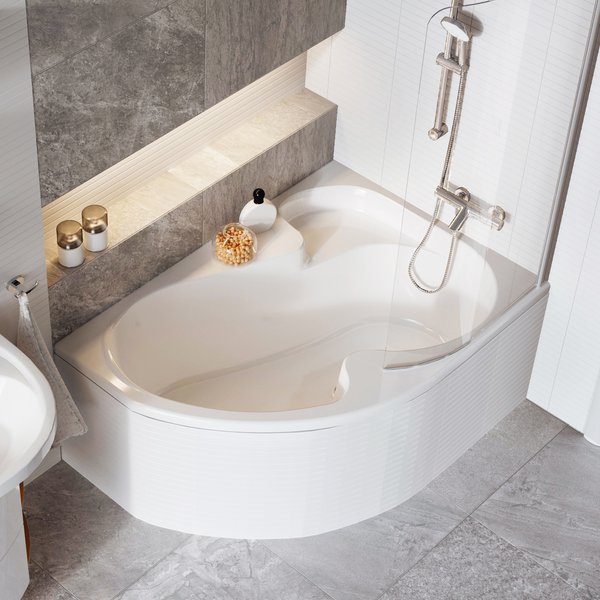 Akrilinė asimetrinė vonia Rosa I | Vonia Rosa 140 x 105 L sniego baltumo