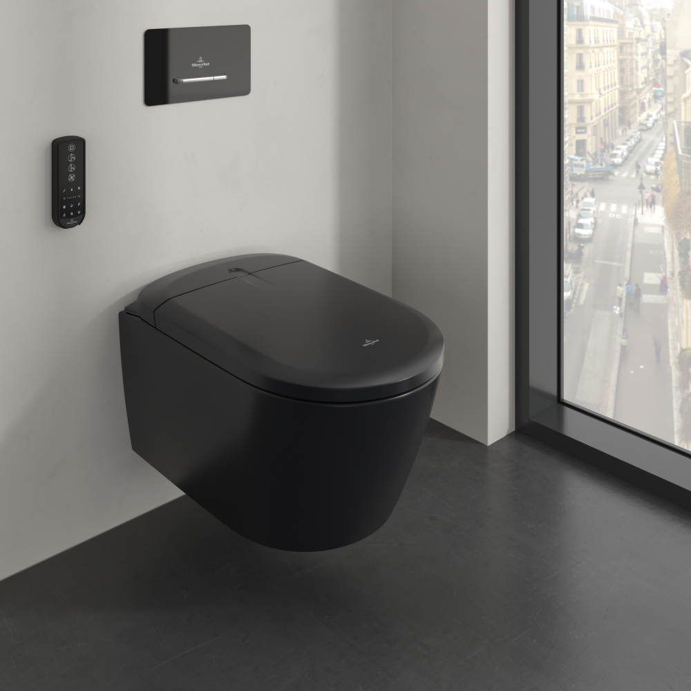 Išmanaus WC komplektas Villeroy & Boch ViClean Supreo Select, CeramicPlus danga, matinė juoda (Pure Black)