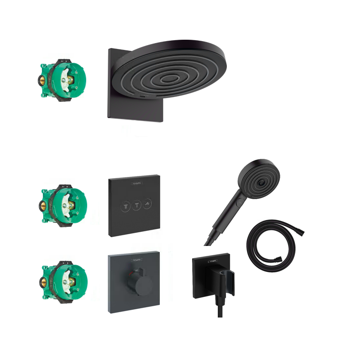 Potinkinis termostatinis dušas 7 in 1 komplekte HANSGROHE Pulsify S 260, 2jet, Matt Black