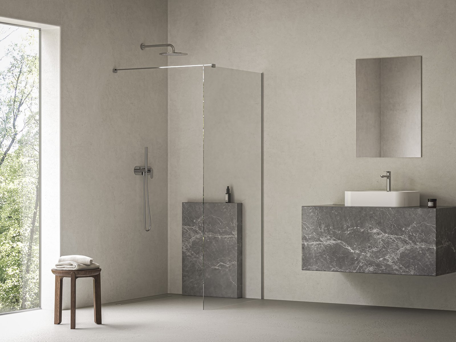 Dušo kabina Walk-In Air Wall 90cm